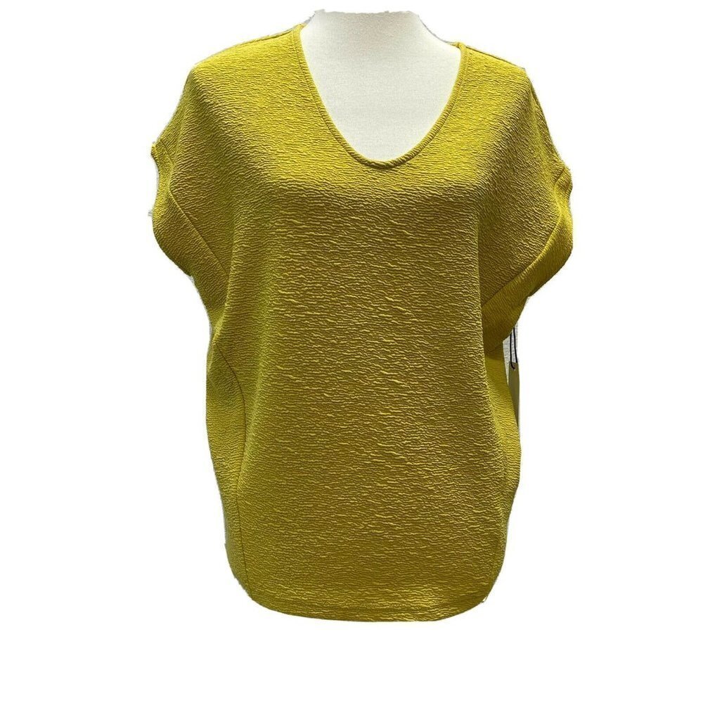 Dex Womens XS Blouse Top Shirt Crinkle Mustard Imperial Yellow Tapered